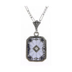 Filigree, Diamond, Crystal, sterling silver pendants, front view
