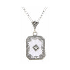 Art Deco style, Diamond, Crystal, sterling silver pendants, front view