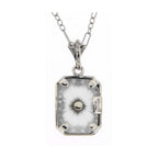 Back view of Sunray Crystal - Camphor Glass Sapphire Center Filigree Sterling Silver Pendant showing 925 sterling silver hall