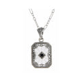 Filigree, Sapphire, Crystal, sterling silver pendants, front view