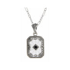 Filigree, Sapphire, Crystal, sterling silver pendants, front view