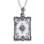 Antique style, Diamond, Crystal, sterling silver pendants, front view