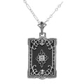 Antique style, Diamond, Onyx, sterling silver pendants, front view