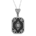 Art Deco style, Diamond, Black Onyx, sterling silver pendants, front view