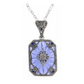Art Deco style, Diamond, Camphor Glass, sterling silver pendants, front view