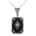 Art Deco style, Diamond, Black Onyx, sterling silver pendants, front view