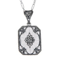 Art Deco style, Diamond, Camphor Glass, sterling silver pendants, front view