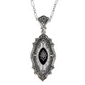 Filigree, Diamond, Camphor Glass, sterling silver pendants, front view