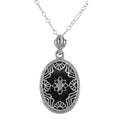 Filigree, Diamond, Black Onyx, sterling silver pendants, front view
