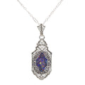 Filigree, Opal, sterling silver pendants, front view