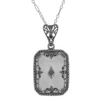 Filigree, Diamond, Crystal, sterling silver pendants, front view