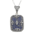 Diamond, Lapis, sterling silver pendants, front view