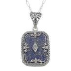 Diamond, Lapis, sterling silver pendants, front view