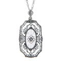 Art Deco style, Diamond, Crystal, sterling silver pendants, front view
