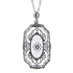 Art Deco style, Diamond, Crystal, sterling silver pendants, front view
