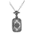 Diamond, Crystal, sterling silver pendants, front view