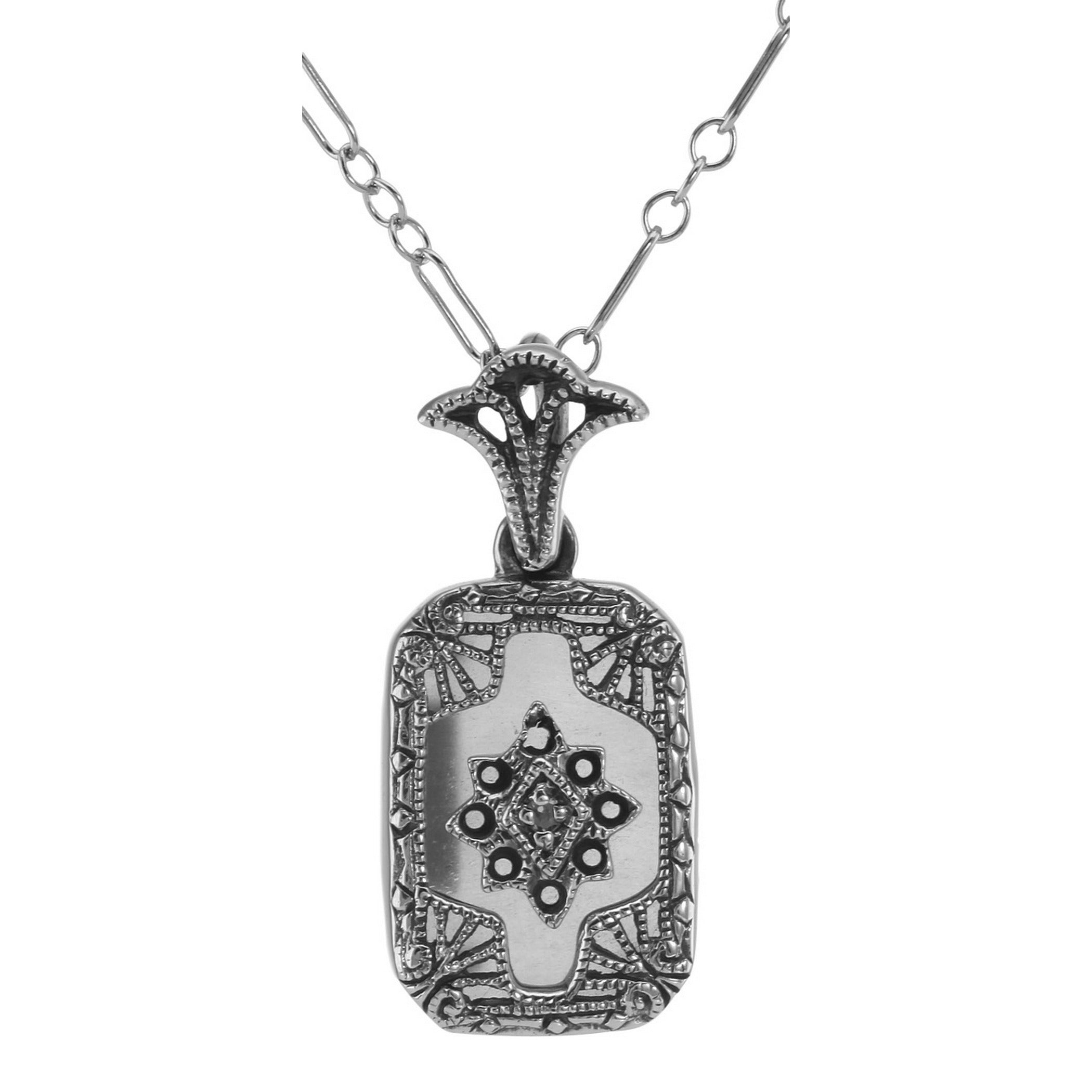 Diamond, Crystal, sterling silver pendants, front view