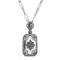 Diamond, Camphor Glass, sterling silver pendants, front view