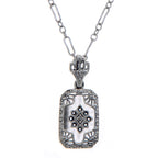 Diamond, Camphor Glass, sterling silver pendants, front view
