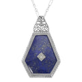 Art Deco style, Diamond, Lapis, sterling silver pendants, front view