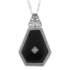 Art Deco style, Diamond, sterling silver pendants, front view