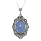 Art Deco style, Diamond, Camphor Glass, sterling silver pendants, front view