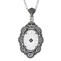 Art Deco style, Diamond, Camphor Glass, sterling silver pendants, front view