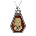 Art Deco style, Diamond, sterling silver pendants, front view