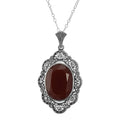 Art Deco style, Carnelian, sterling silver pendants, front view