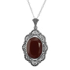 Art Deco style, Carnelian, sterling silver pendants, front view