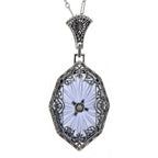 Victorian style, Diamond, Crystal, sterling silver pendants, front view