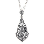Art Deco style, Diamond, sterling silver pendants, front view