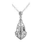 Art Deco style, Sapphire, sterling silver pendants, front view
