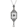 Art Deco style, Diamond, Crystal, sterling silver pendants, front view