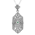 Art Deco style, Emerald, sterling silver pendants, front view