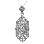 Art Deco style, Emerald, sterling silver pendants, front view