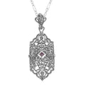 Art Deco style, Ruby, sterling silver pendants, front view