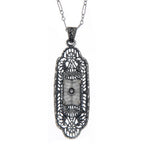 Victorian style, Diamond, Crystal, sterling silver pendants, front view