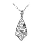 Art Deco style, Diamond, sterling silver pendants, front view