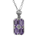 Art Deco style, Amethyst, Diamond, sterling silver pendants, front view
