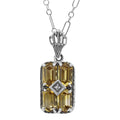 Art Deco style, Citrine, Diamond, sterling silver pendants, front view