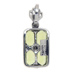 Back view of Art Deco Peridot Filigree Diamond Pendant w/ 18 Chain Sterling Silver showing 925 sterling silver hallmark and s