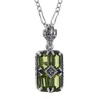 Art Deco style, Diamond, Peridot, sterling silver pendants, front view