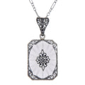 Filigree, Diamond, Crystal, sterling silver pendants, front view