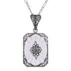Filigree, Diamond, Crystal, sterling silver pendants, front view
