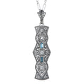 Art Deco style, Blue Topaz, London Blue Topaz, sterling silver pendants, front view