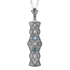 Art Deco style, Blue Topaz, London Blue Topaz, sterling silver pendants, front view