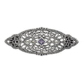 Victorian style, Amethyst, sterling silver brooches / pins, front view