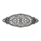 Victorian style, Amethyst, sterling silver brooches / pins, front view