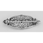 Back view of Antique Victorian Style Black Onyx Pin / Brooch showing 925 sterling silver hallmark and pin back